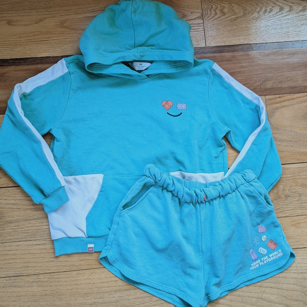 LEGO H&M Hoodie Shorts Outfit Sz10